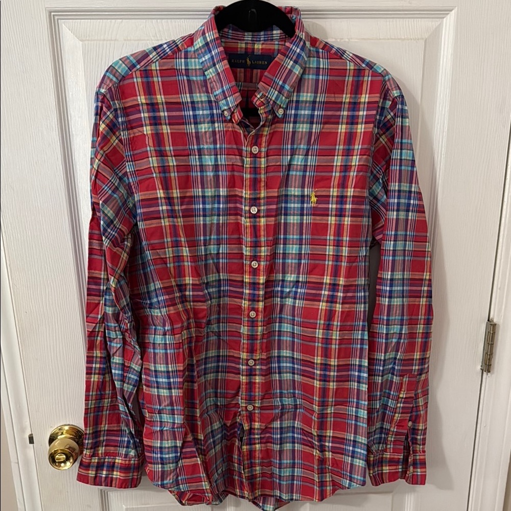 Polo by Ralph Lauren Red and Blue Casual Button Down Shirt